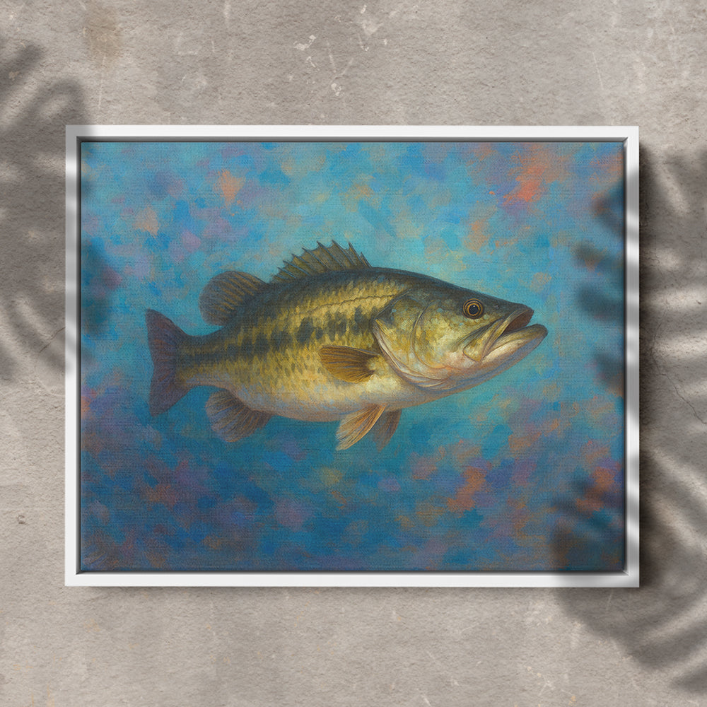 Bass Fishing Art Colorful Painting Fish Art Printed Framed Matte Canvas - Image 9
