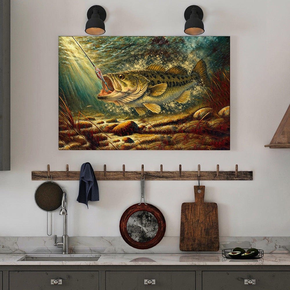 Bass Fishing Fish Art Canvas Painting Matte Canvas - Image 3