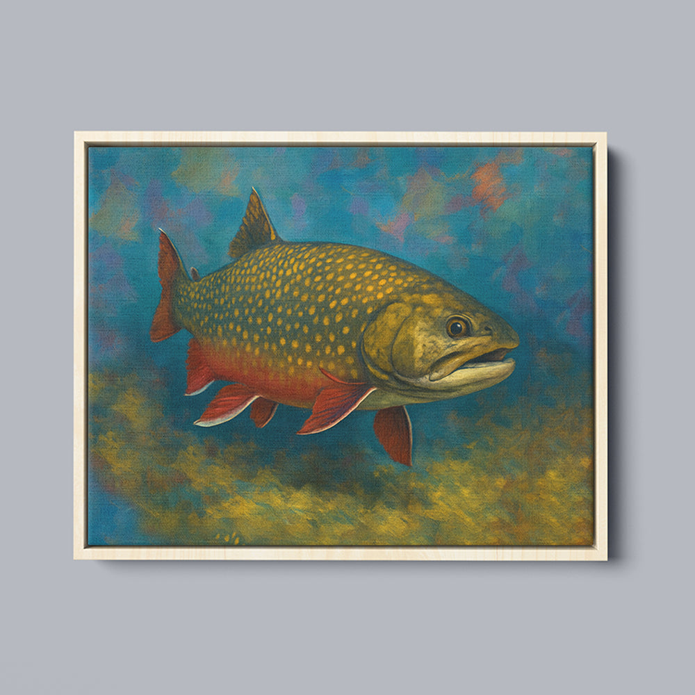 Brook Trout Fishing Art Colorful Painting Fish Art Printed Framed Matte Canvas - Image 6