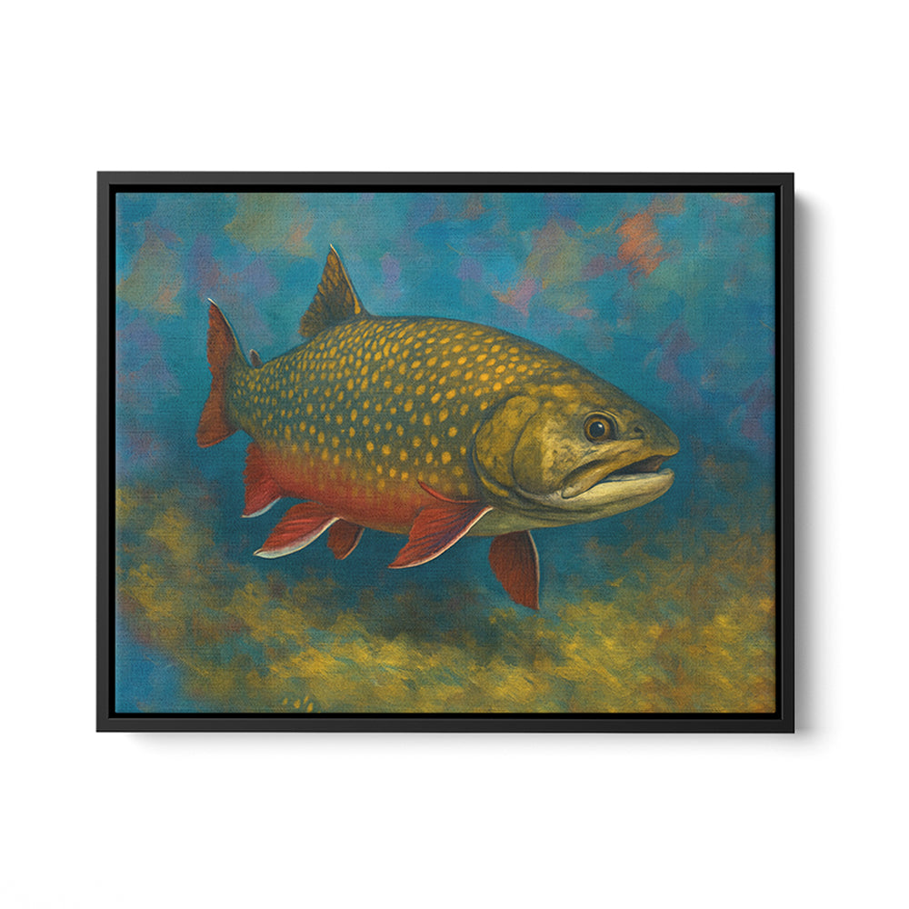 Brook Trout Fishing Art Colorful Painting Fish Art Printed Framed Matte Canvas - Image 4