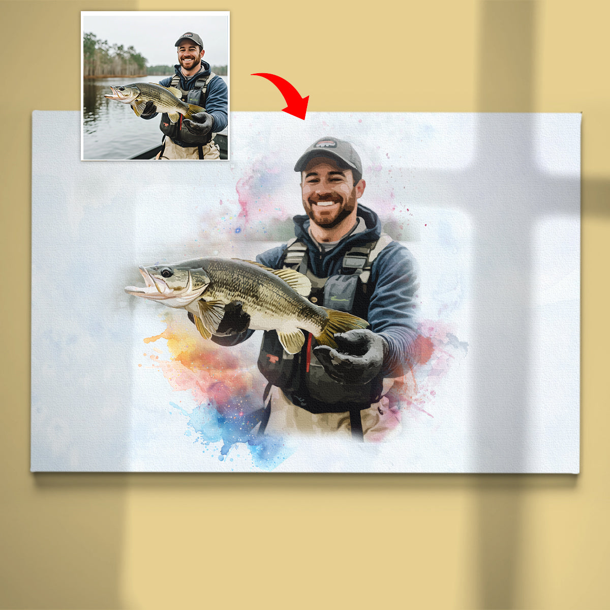 Fishing art canvas custom photo sharing your joy fish art canvas