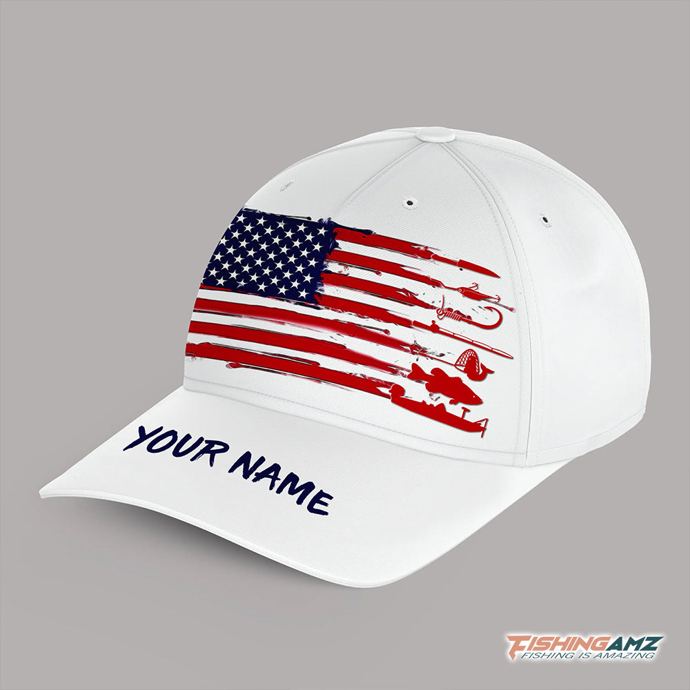 Alternative view of Personalized American Flag Fishing Hat, Unisex Fishing Hat Cap A12