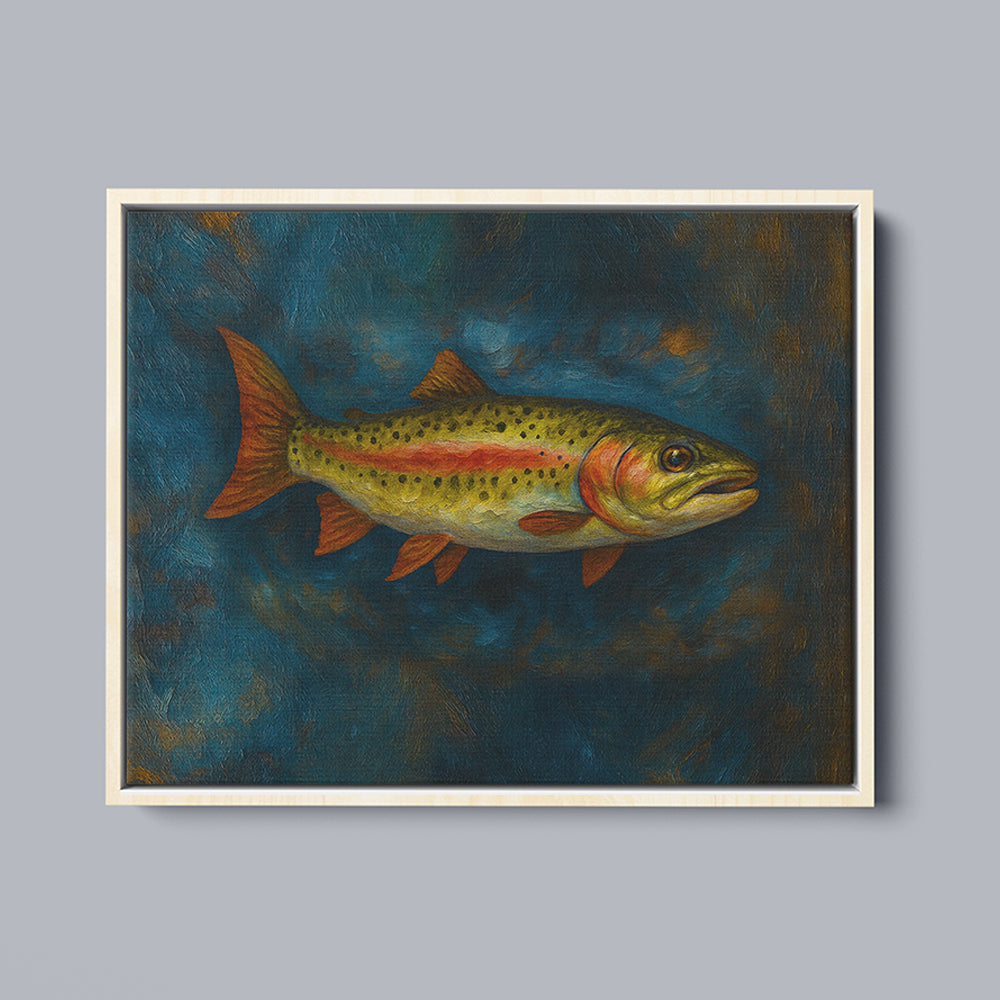 Trout Fishing Art Oil Painting Fish Art Printed Framed Matte Canvas - Image 6