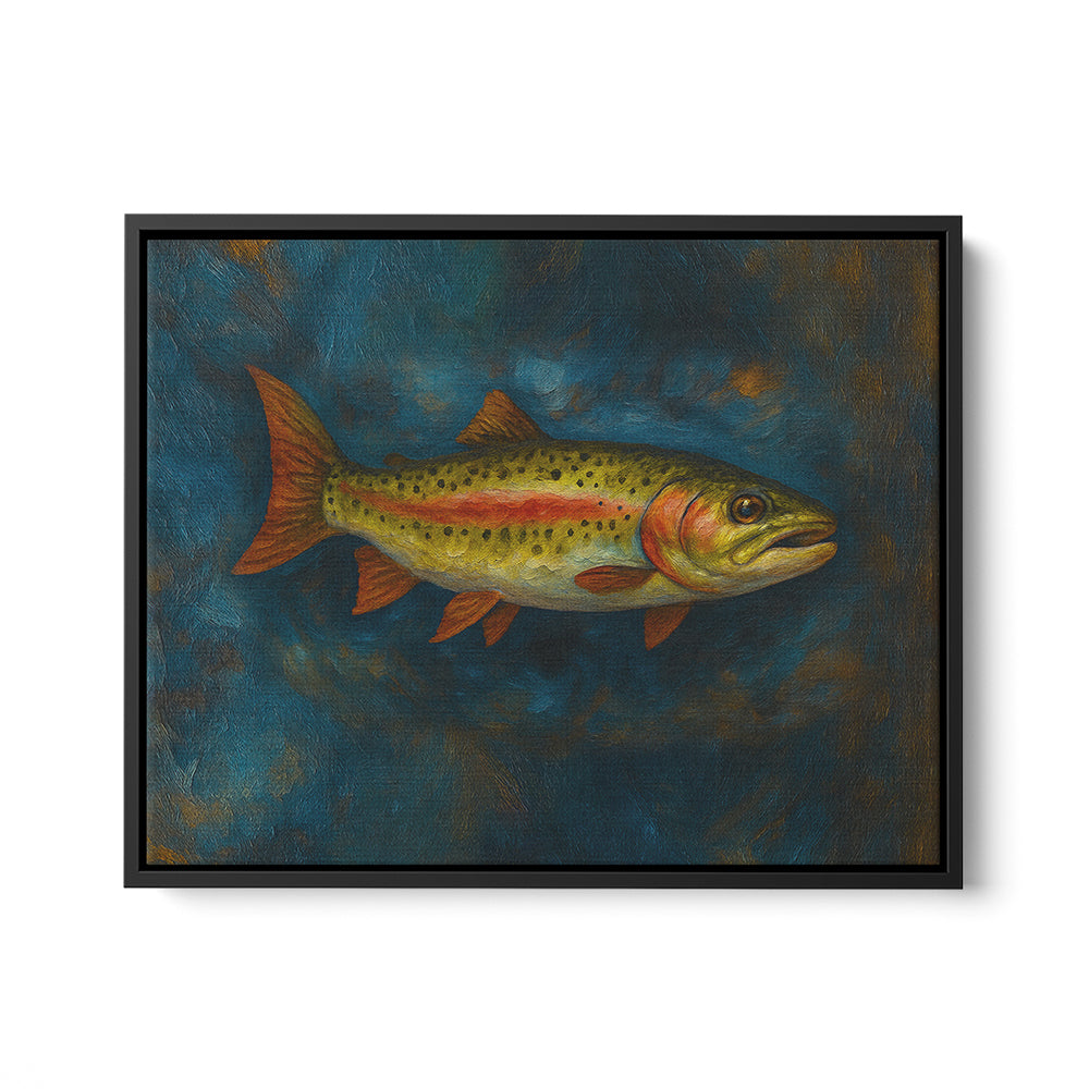 Trout Fishing Art Oil Painting Fish Art Printed Framed Matte Canvas - Image 4