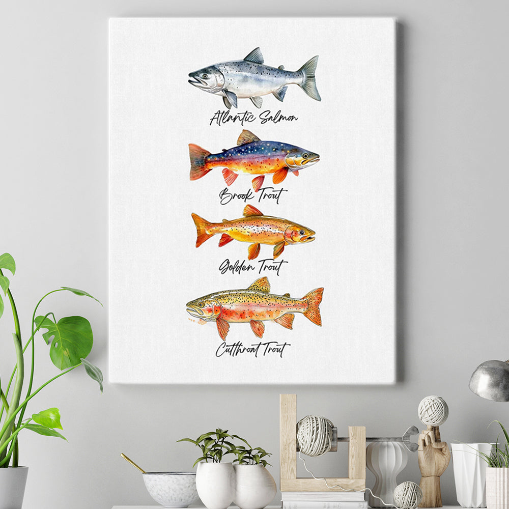 Trout Fishing Watercolor Art Fly Fishing Trout Painting Fish Art Colorful Canvas - Image 3