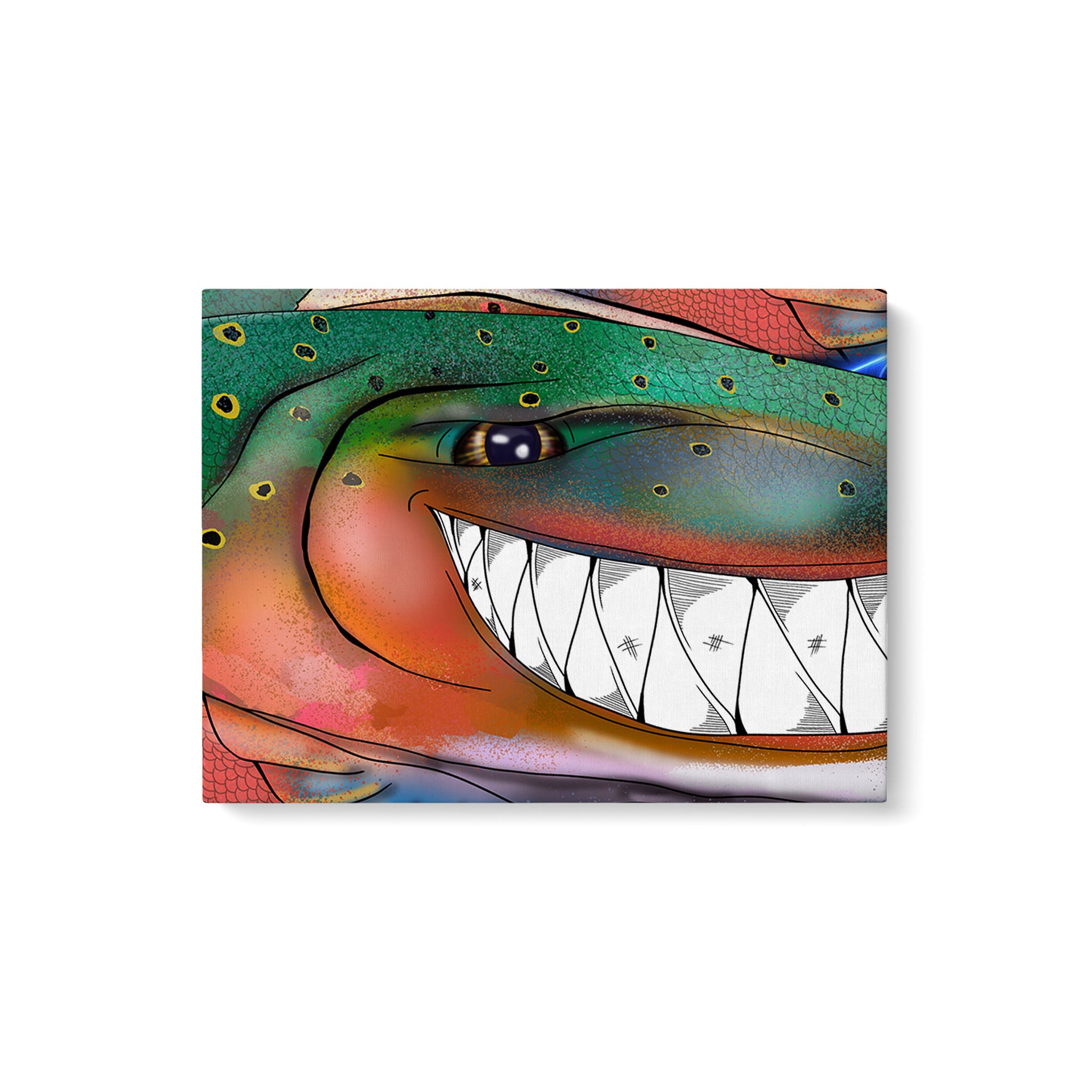 Alternative view of Trout fly fishing art Matte Canvas Rainbow trout fish wall art