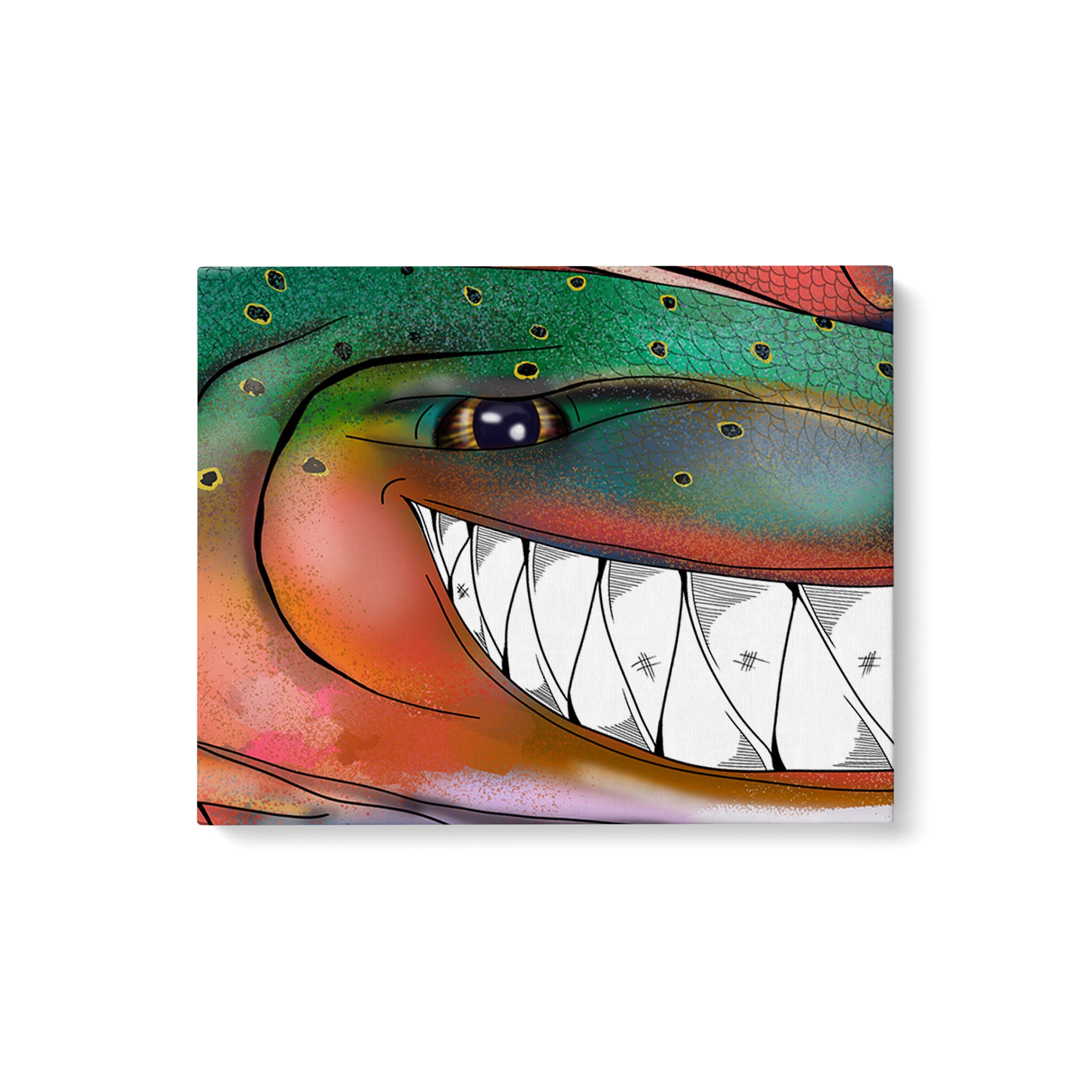 Trout fly fishing art Matte Canvas Rainbow trout fish wall art